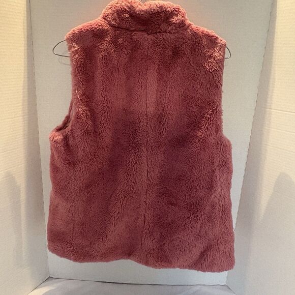 J. Crew Factory Women's Plush Faux Fur Full Zip Vest Guava Berry Small - Picture 5 of 8